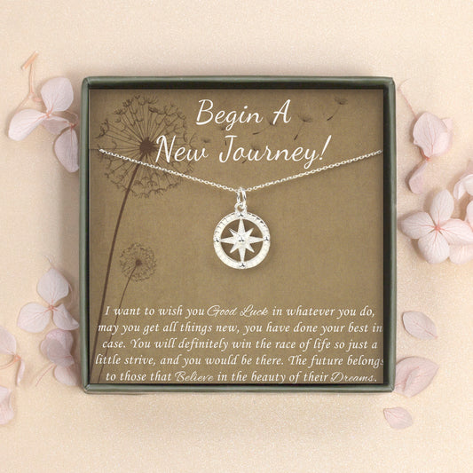 "Begin A New Journey" Card and Compass Necklace
