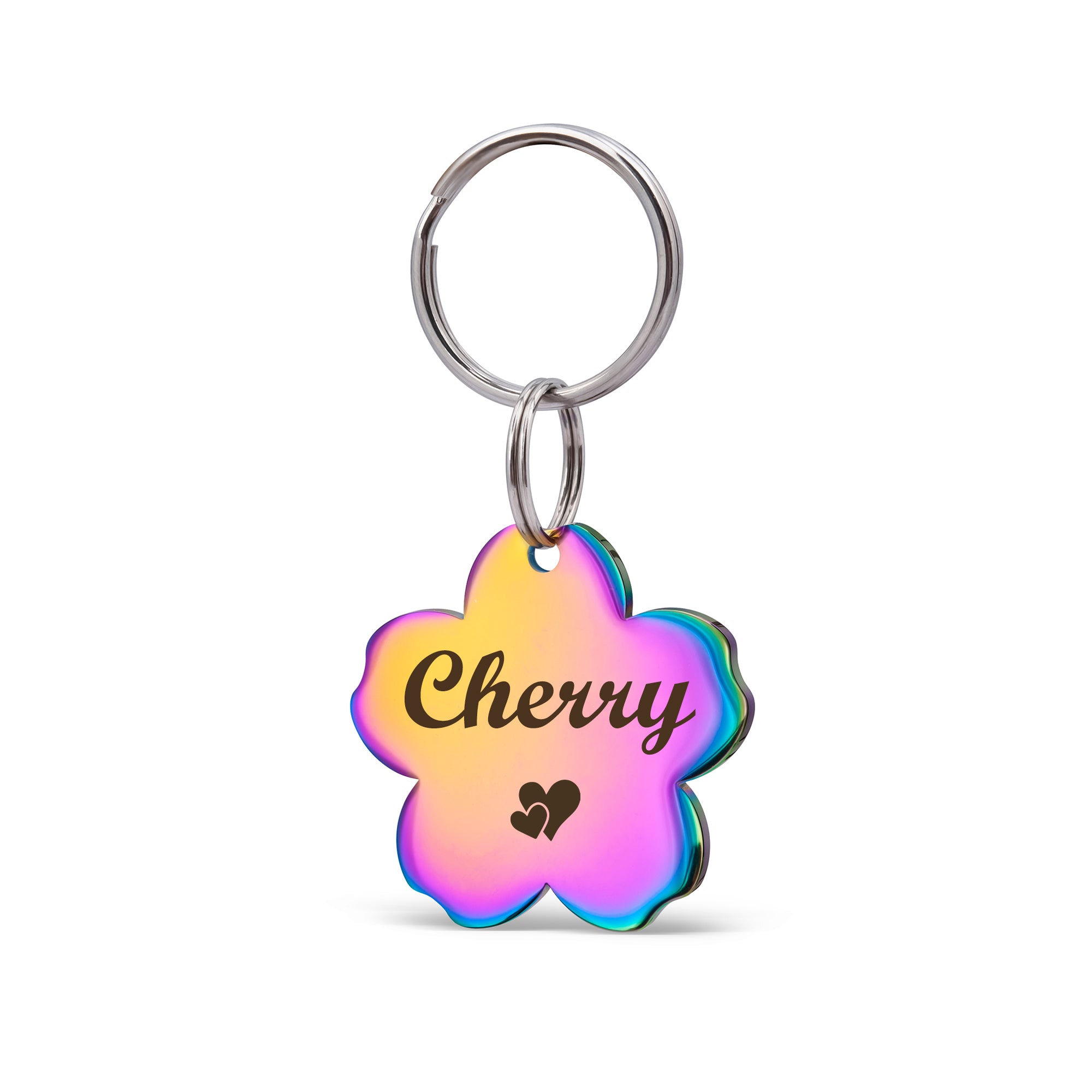 Custom Cherry Blossom Pet ID Dog Tag | Personalized Stainless