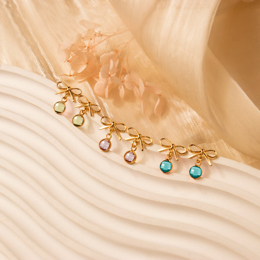 Birthstone Bow Earring