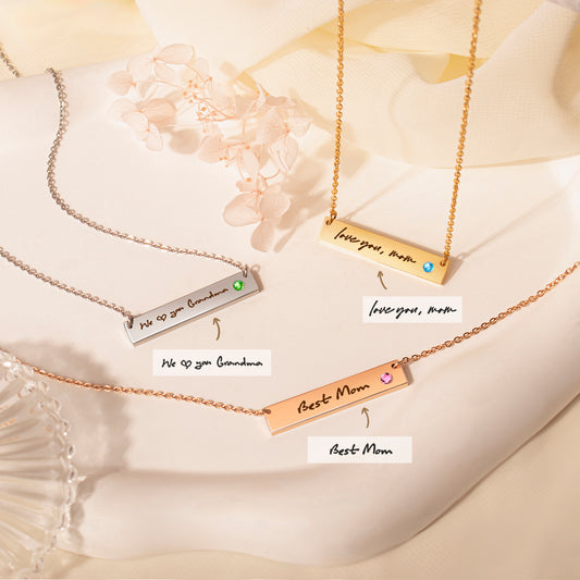 Birthstone Bar Handwriting Necklace