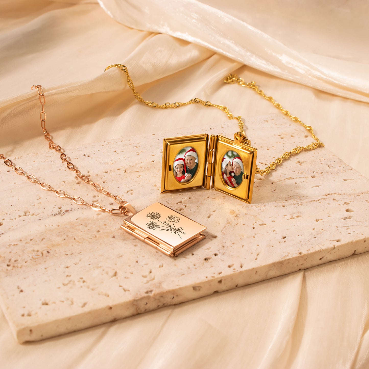 Square Build Your Own Bouquet Photo Locket Necklace