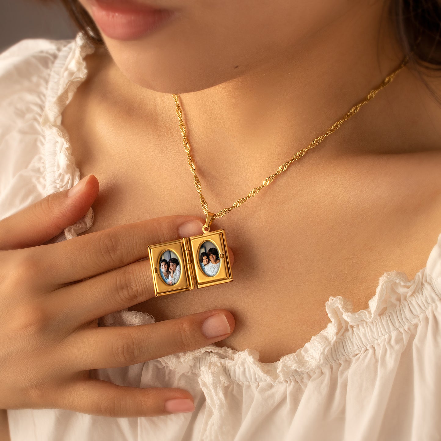 Square Build Your Own Bouquet Photo Locket Necklace