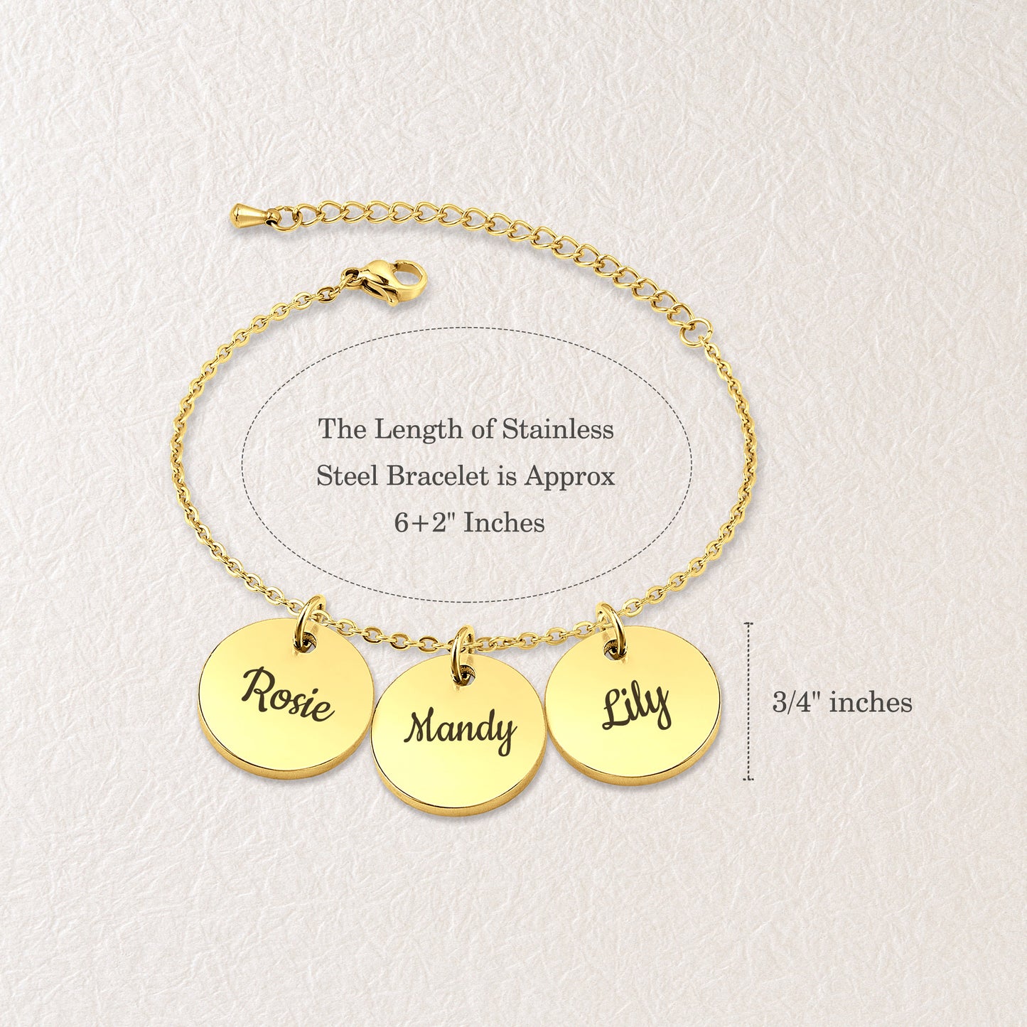 Personalized Round Charm Chain Bracelet