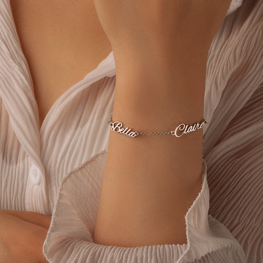 Personalized Multiple Name Sterling Silver Bracelet