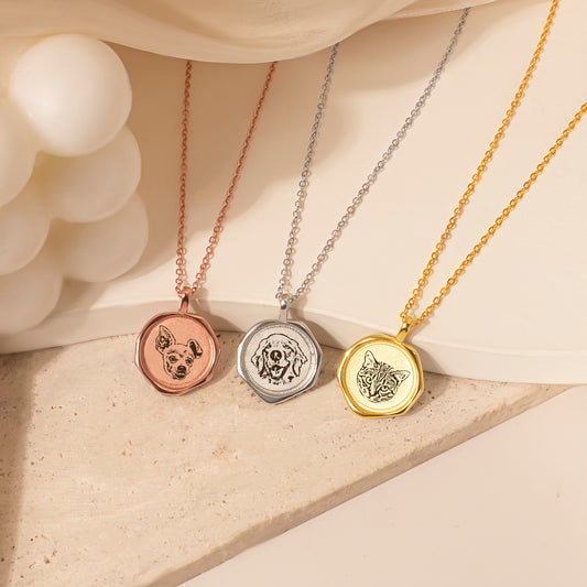 Pet Portrait Stamped Necklace