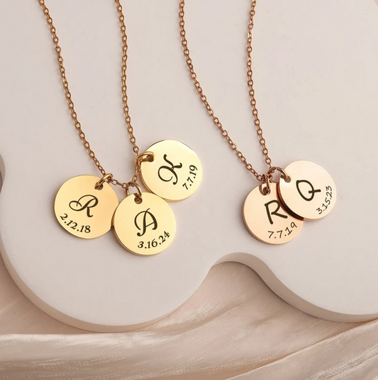 Custom Initial Letter Round Necklace