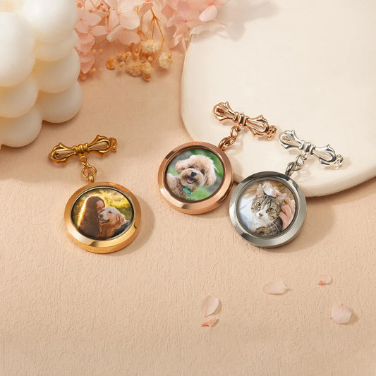 Custom Pet Memorial Photo Locket Lapel Pin