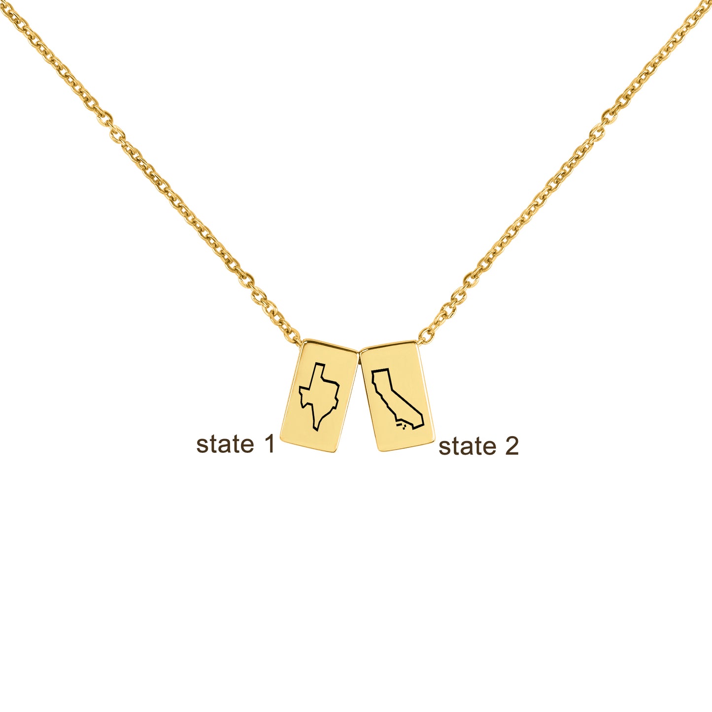 Long Distance State Cube Necklace