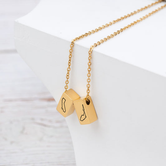 Long Distance State Cube Necklace