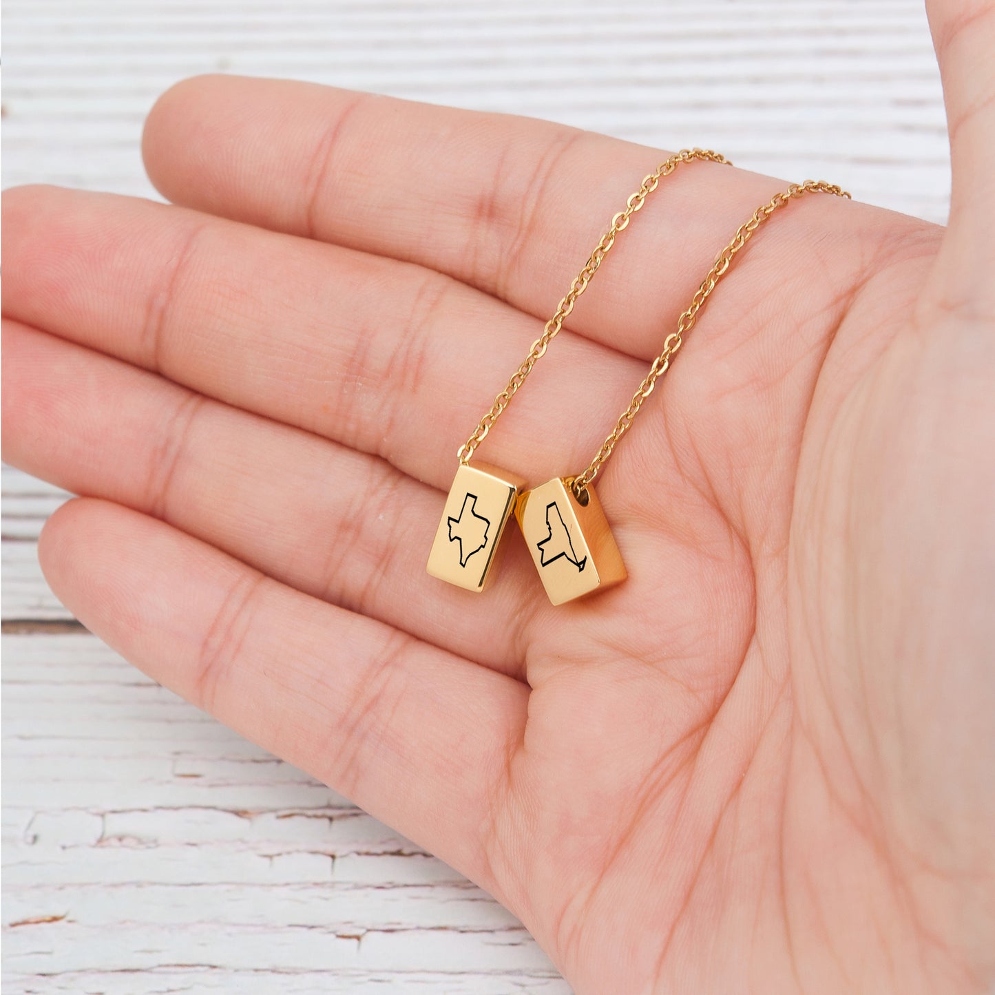 Long Distance State Cube Necklace