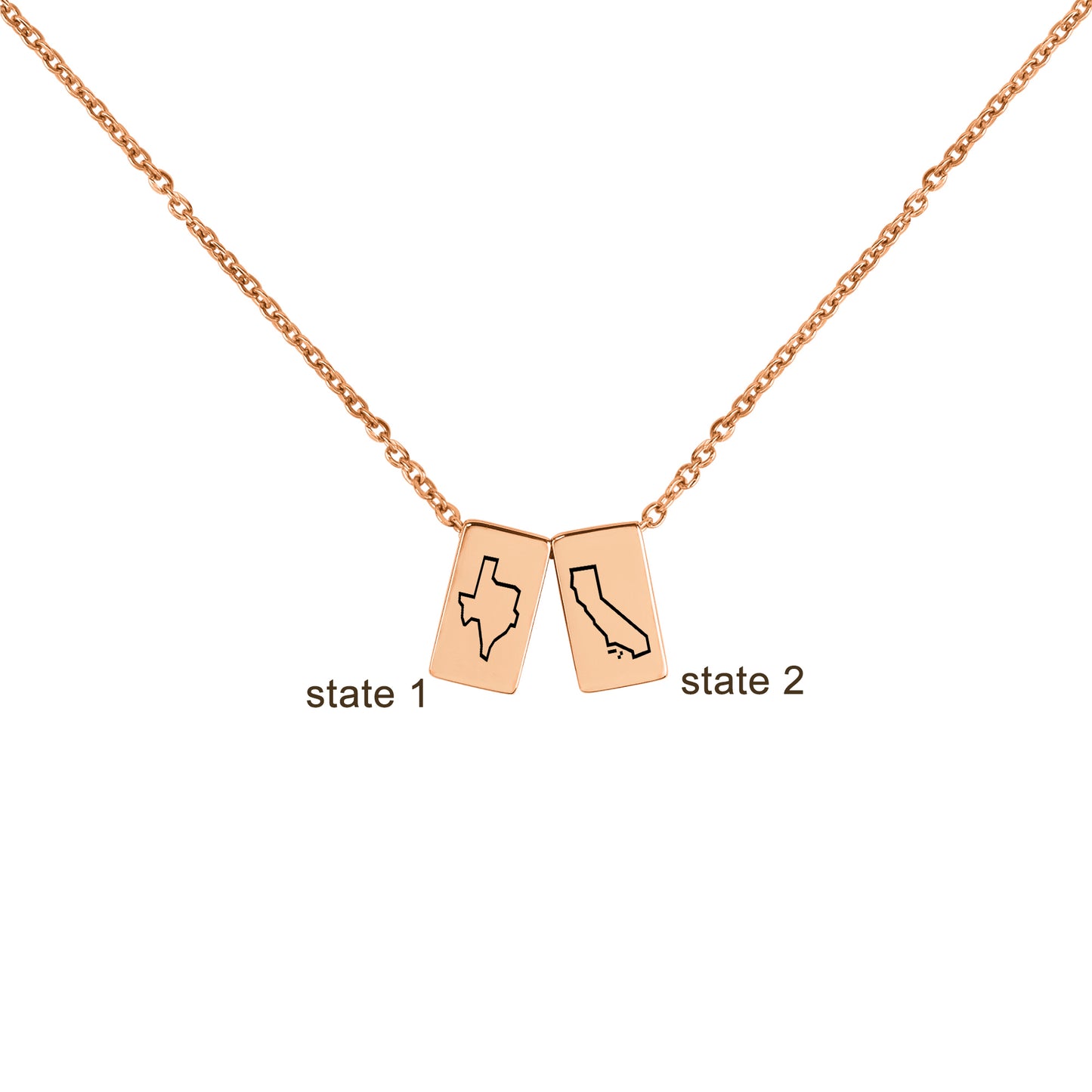 Long Distance State Cube Necklace