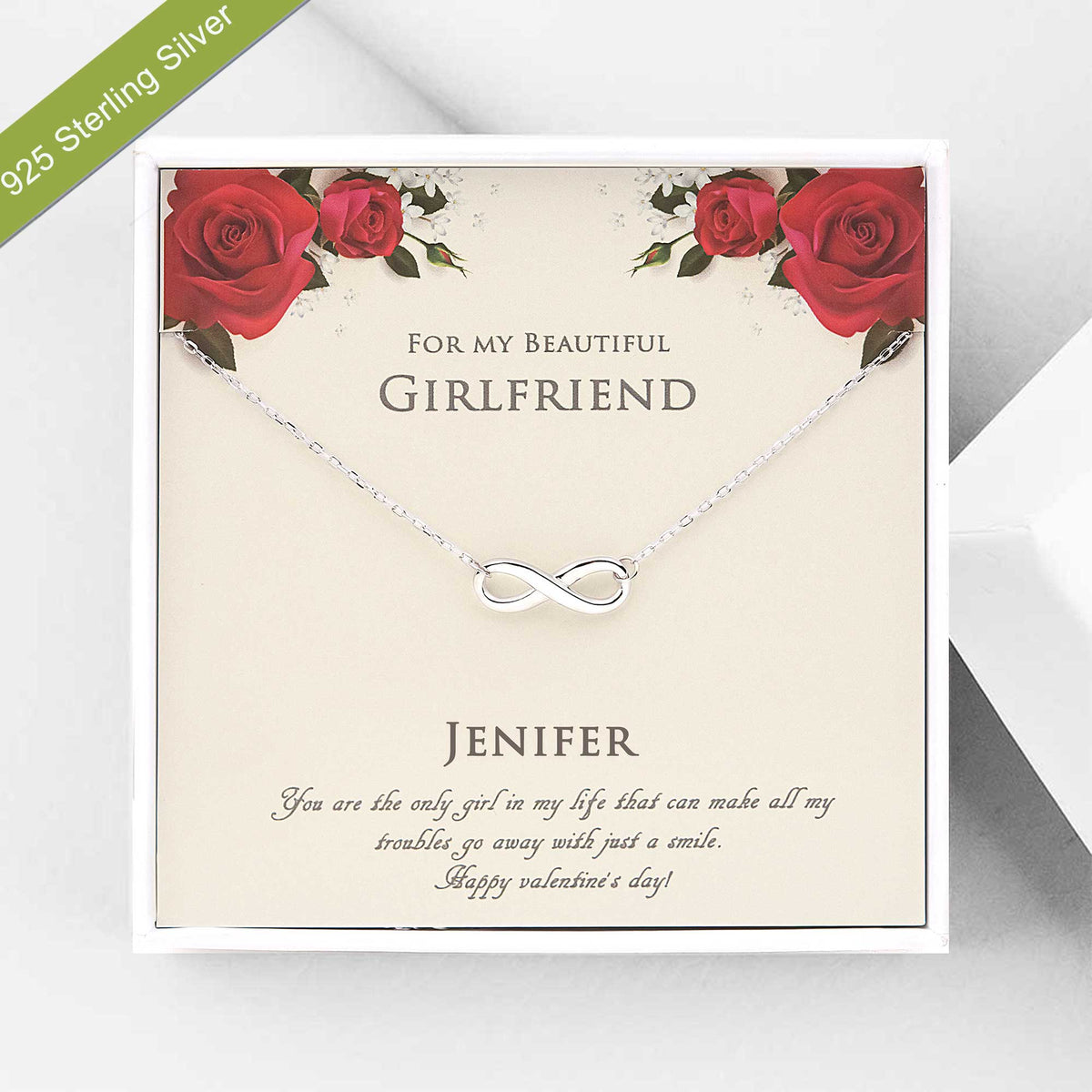 For My Beautiful Girlfriend Valentine's Day Sterling Silver Infinity N