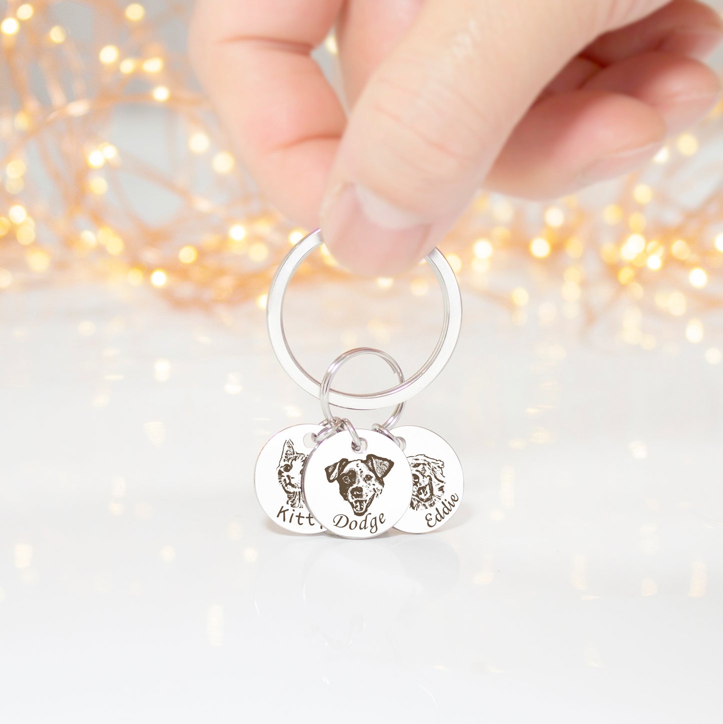 Pet Portrait Memorial Rainbow Bridge Key Chain