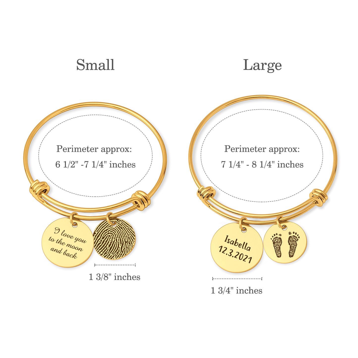 Actual Fingerprint Charm Adjustable Memorial Bracelet