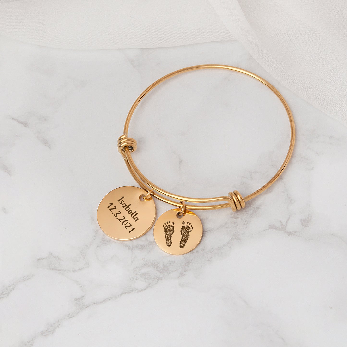 Actual Fingerprint Charm Adjustable Memorial Bracelet