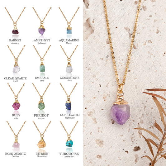 Irregular Shape Raw Birthstone Necklace