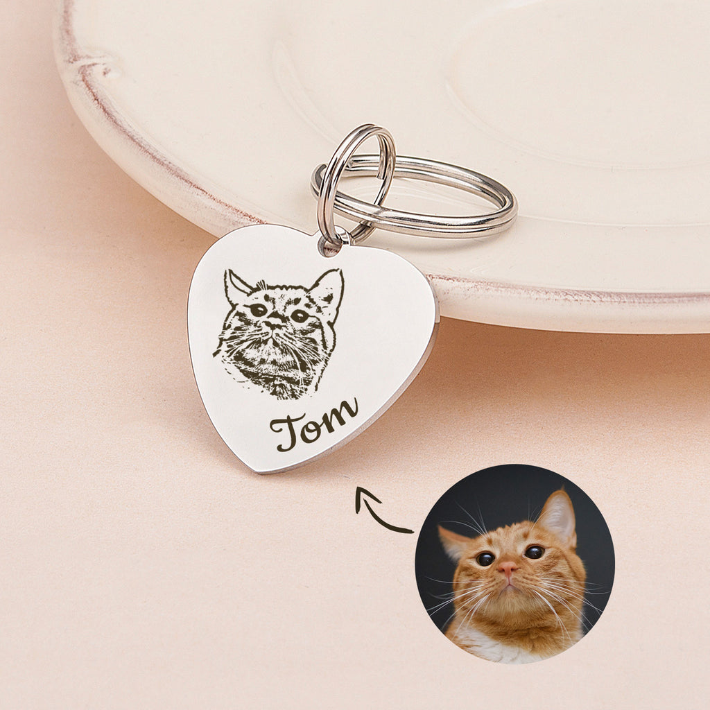 Pet Portrait Heart Pet ID Dog Tag