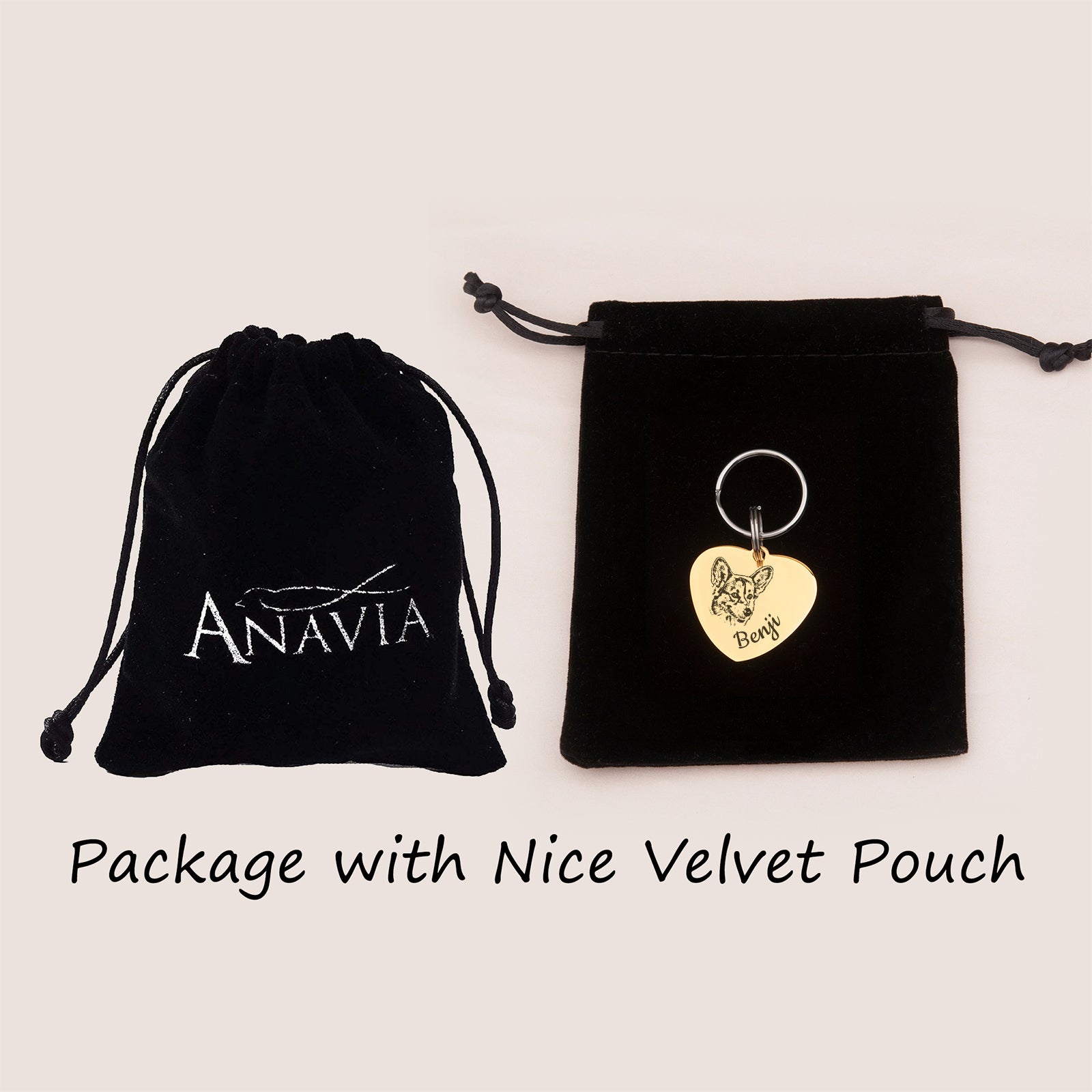 Pet Portrait Heart Pet ID Dog Tag