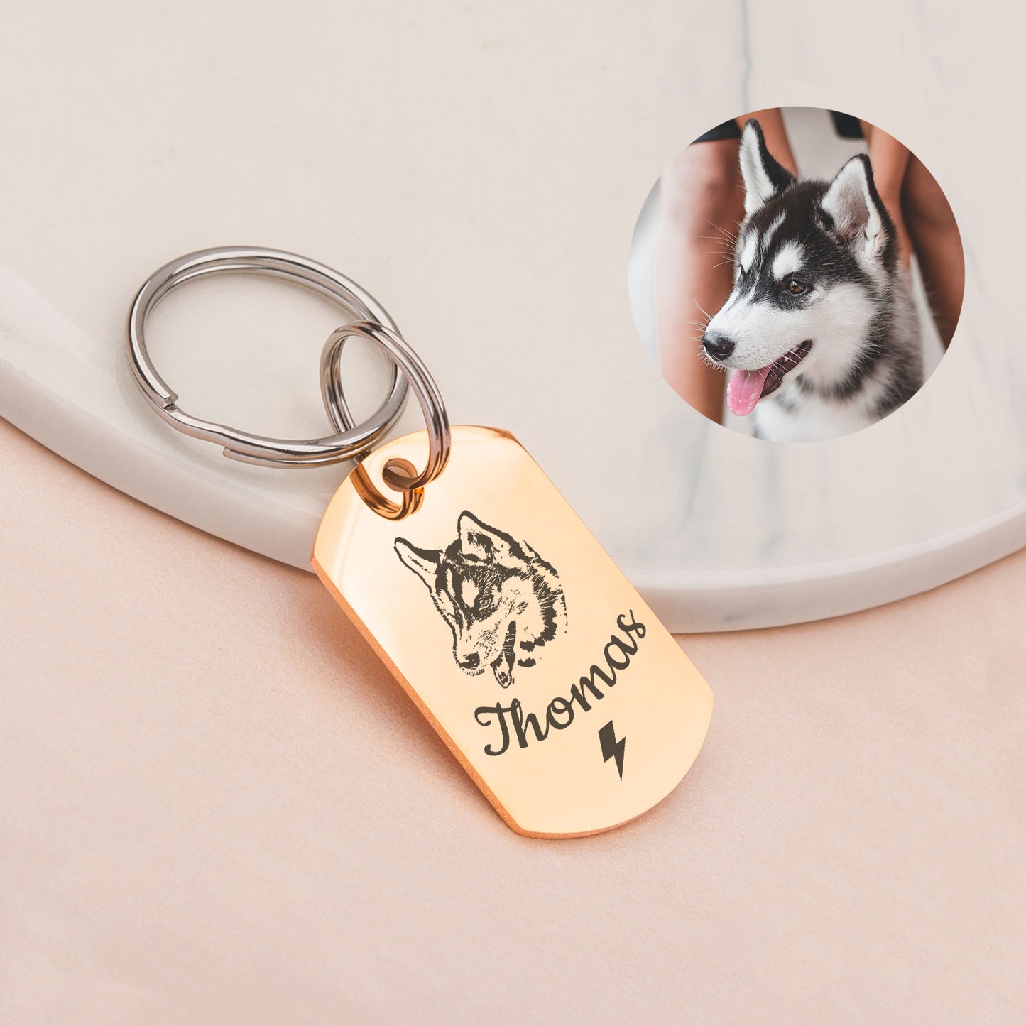 Dog Tag Shaped Stainless Steel Pet Portrait Dog ID Pet Tag