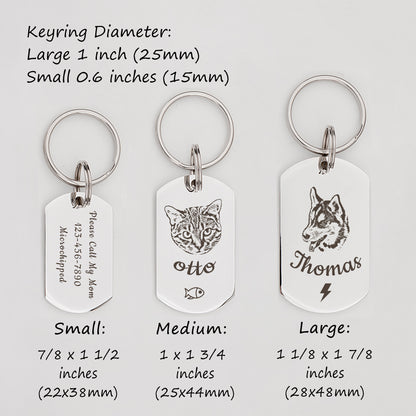 Dog Tag Shaped Stainless Steel Pet Portrait Dog ID Pet Tag