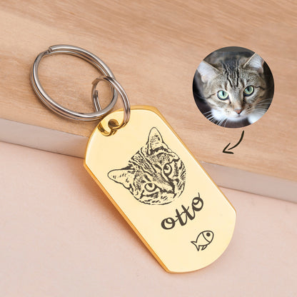 Dog Tag Shaped Stainless Steel Pet Portrait Dog ID Pet Tag