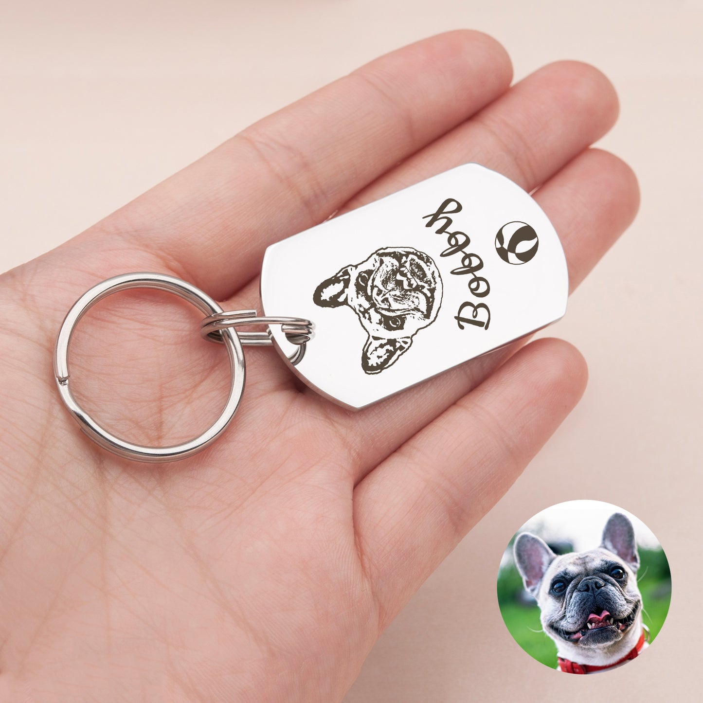 Dog Tag Shaped Stainless Steel Pet Portrait Dog ID Pet Tag