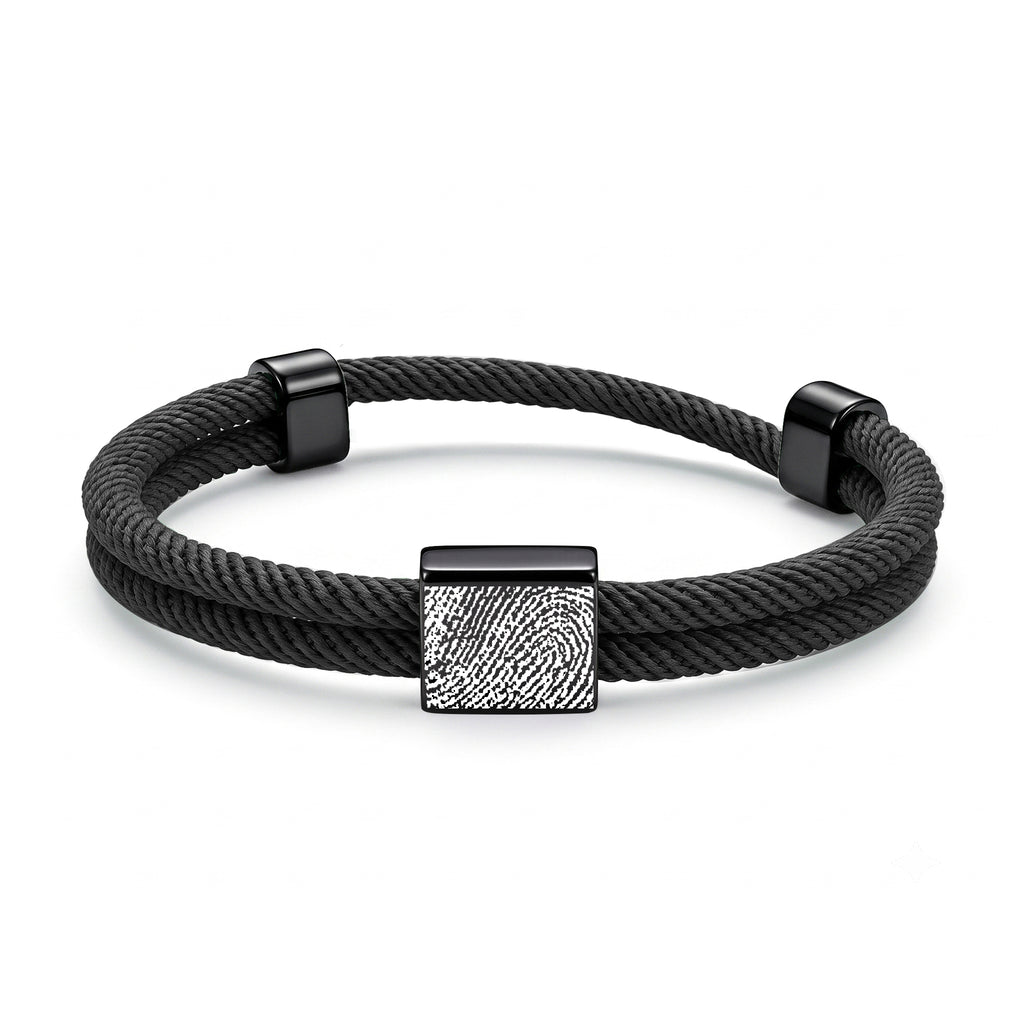 Custom Fingerprint Men's Adjustable Rope Bracelet