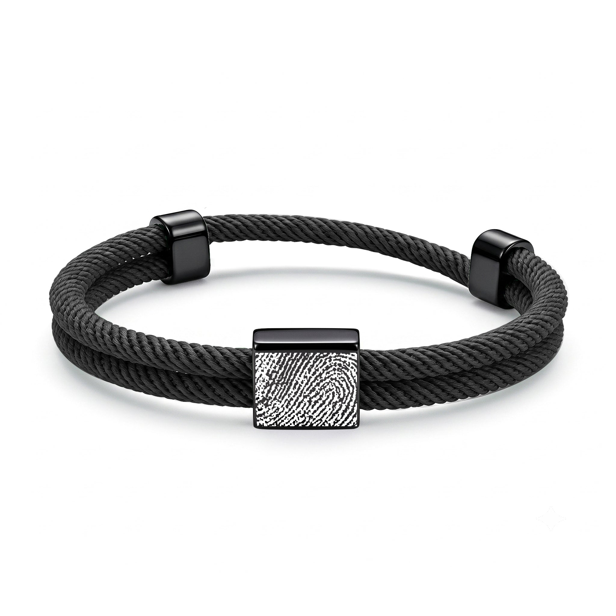 Custom Fingerprint Men's Adjustable Rope Bracelet