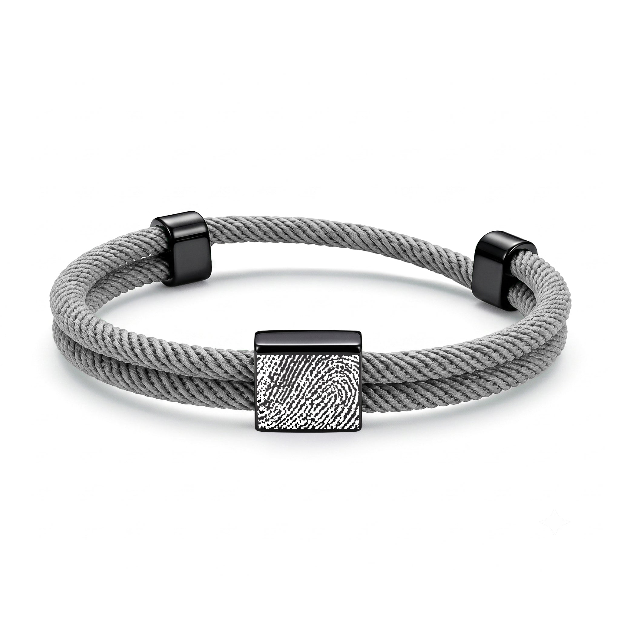 Custom Fingerprint Men's Adjustable Rope Bracelet