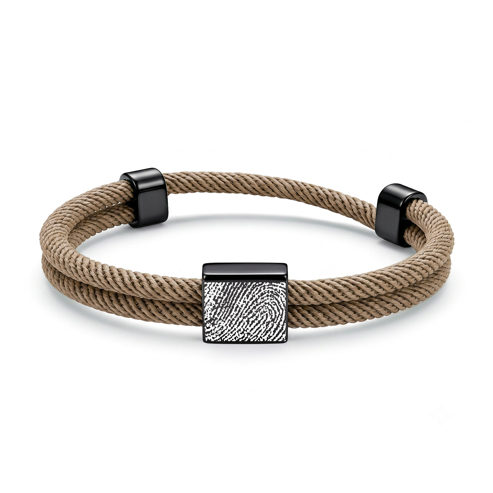 Custom Fingerprint Men's Adjustable Rope Bracelet