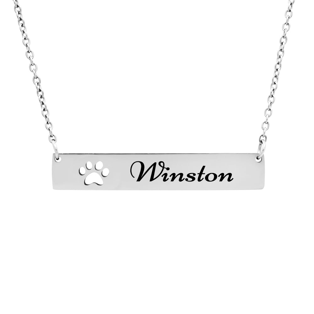 Custom Paw Print Cut-Out Bar Necklace