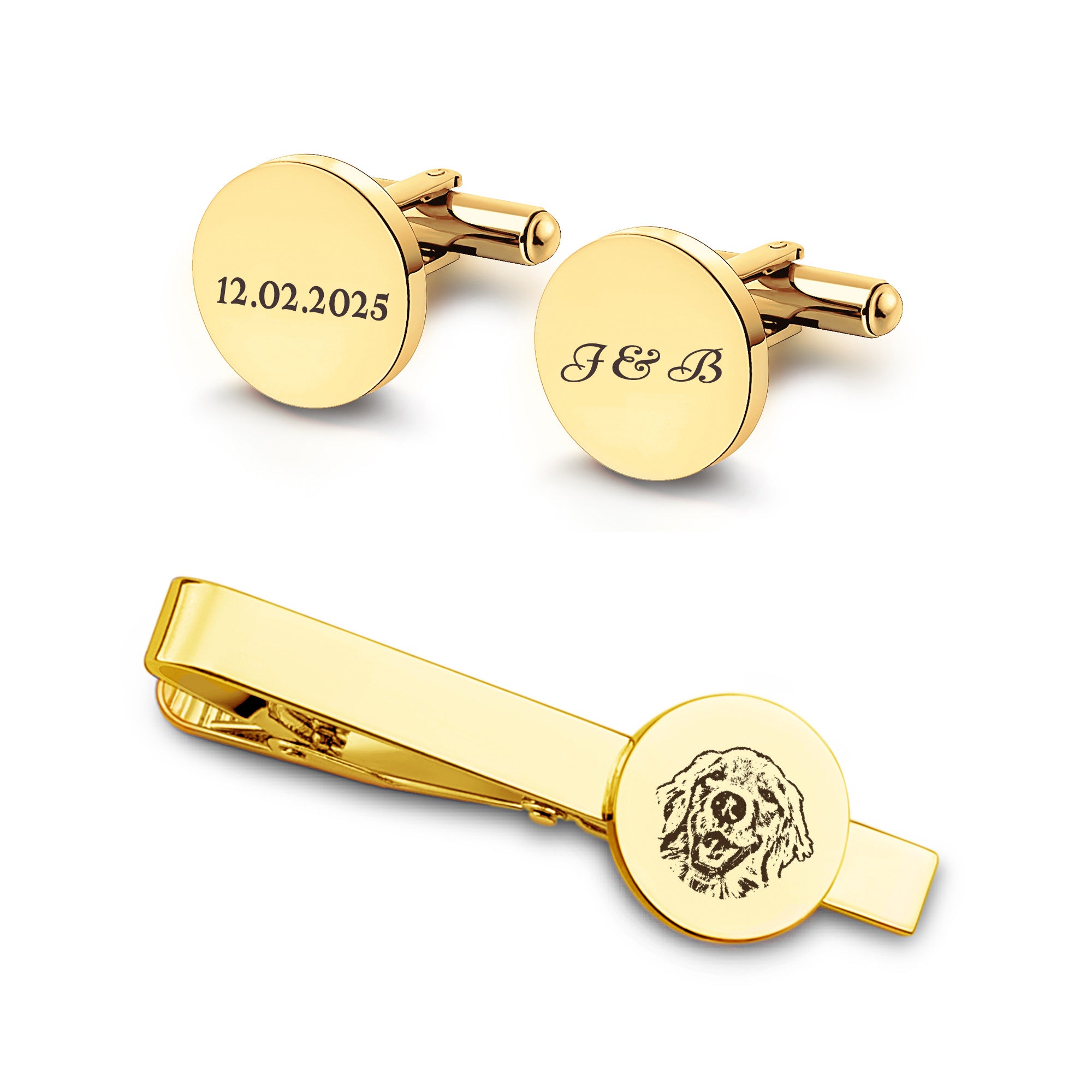 Pet Portrait Cuff Link and Tie Clip
