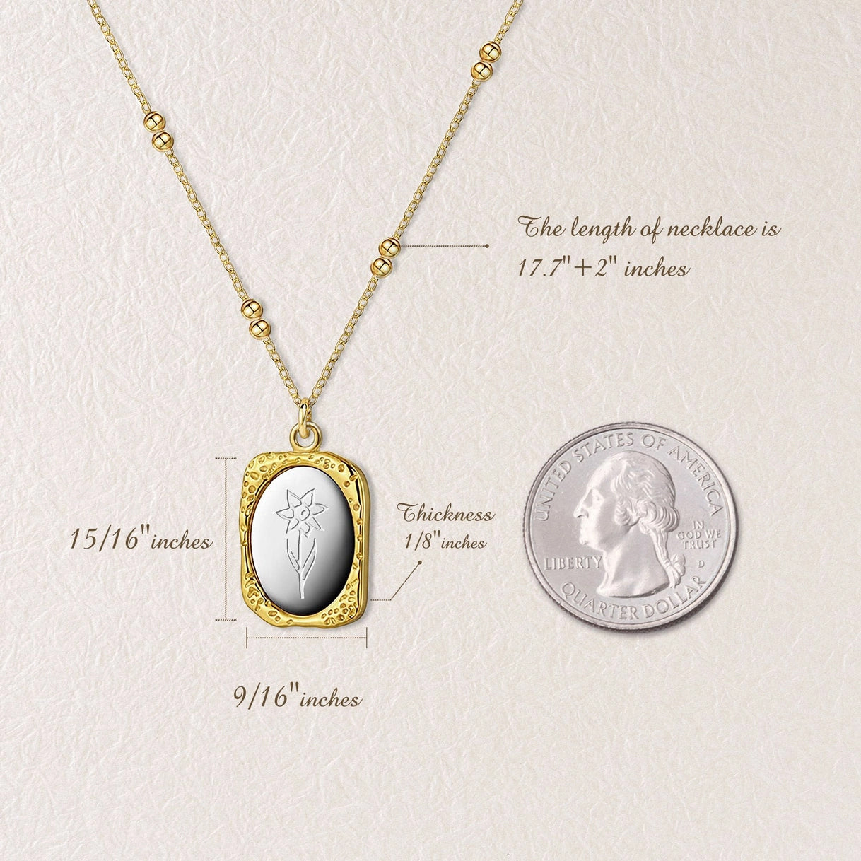 "To the Best Mother" Vintage Mirror Birth Flower Necklace