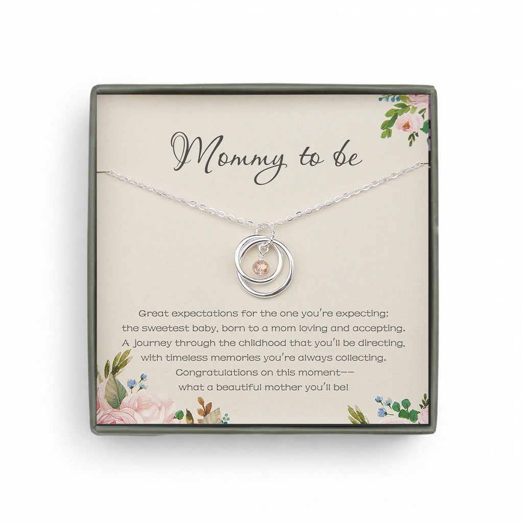 "Mommy to be" Card and Sterling Silver Necklace