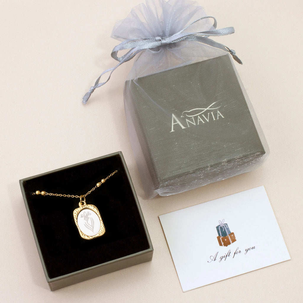 "To the Best Mother" Vintage Mirror Birth Flower Necklace