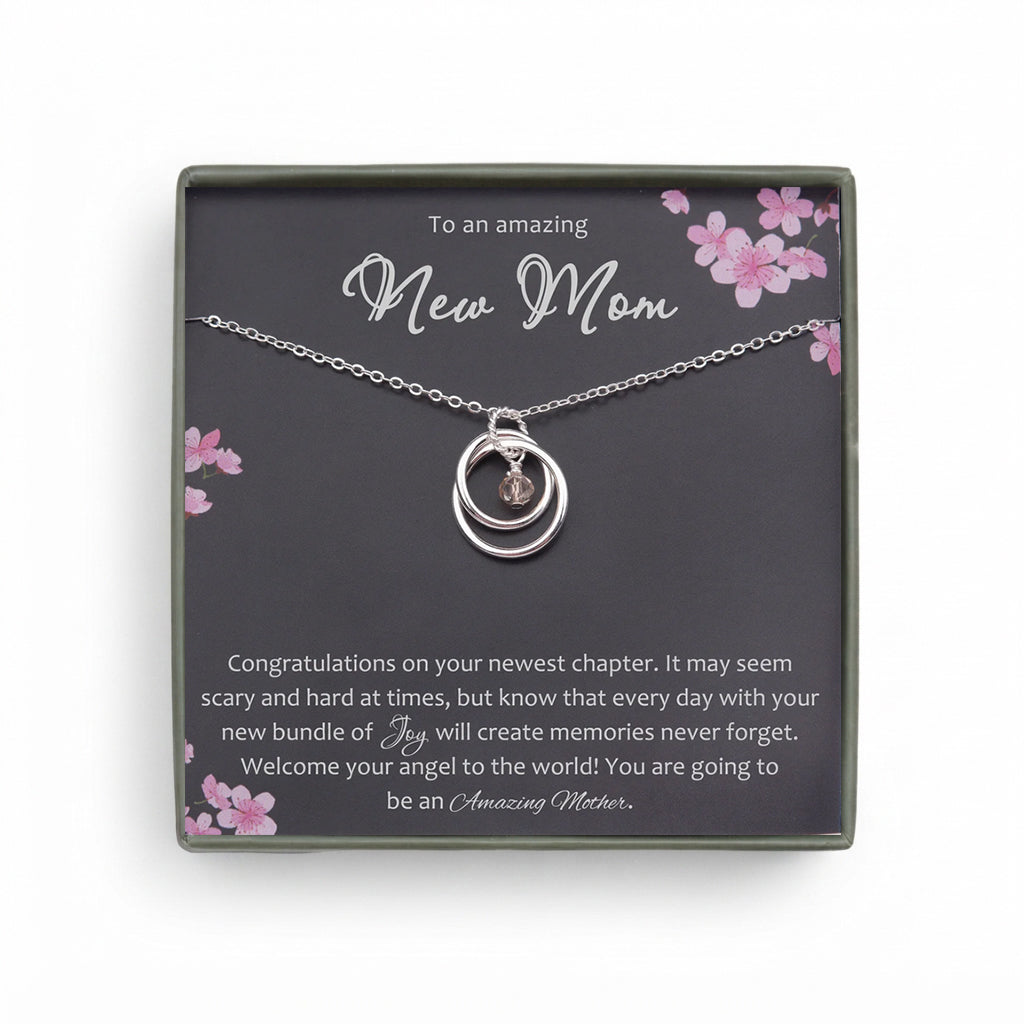 "To an Amazing New Mom" Card and Sterling Silver Necklace