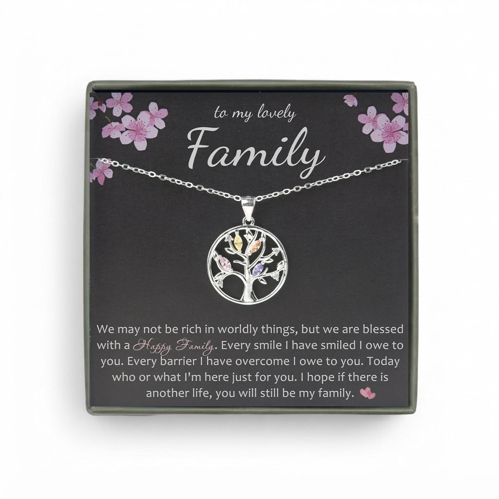 "To My Lovely Family" Card and Sterling Silver Necklace