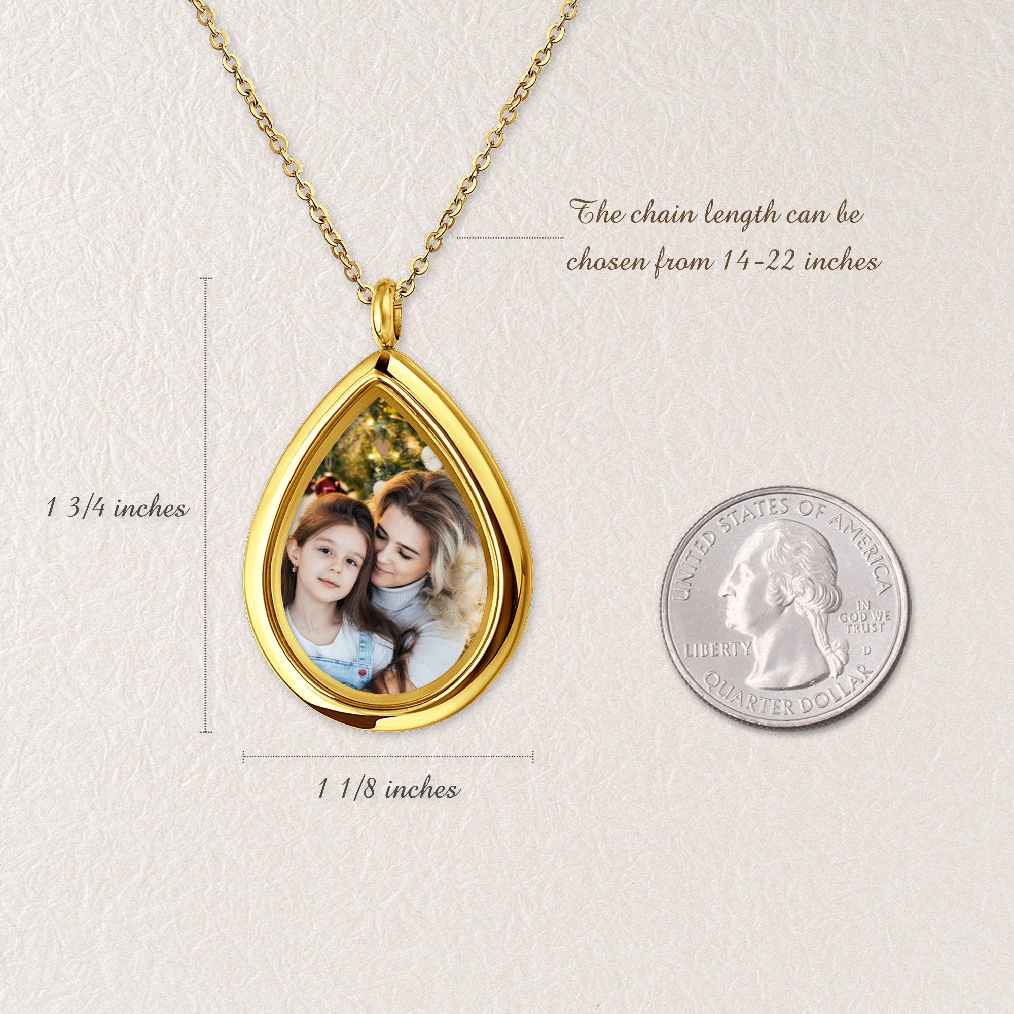 Teardrop Glass Photo Locket Necklace