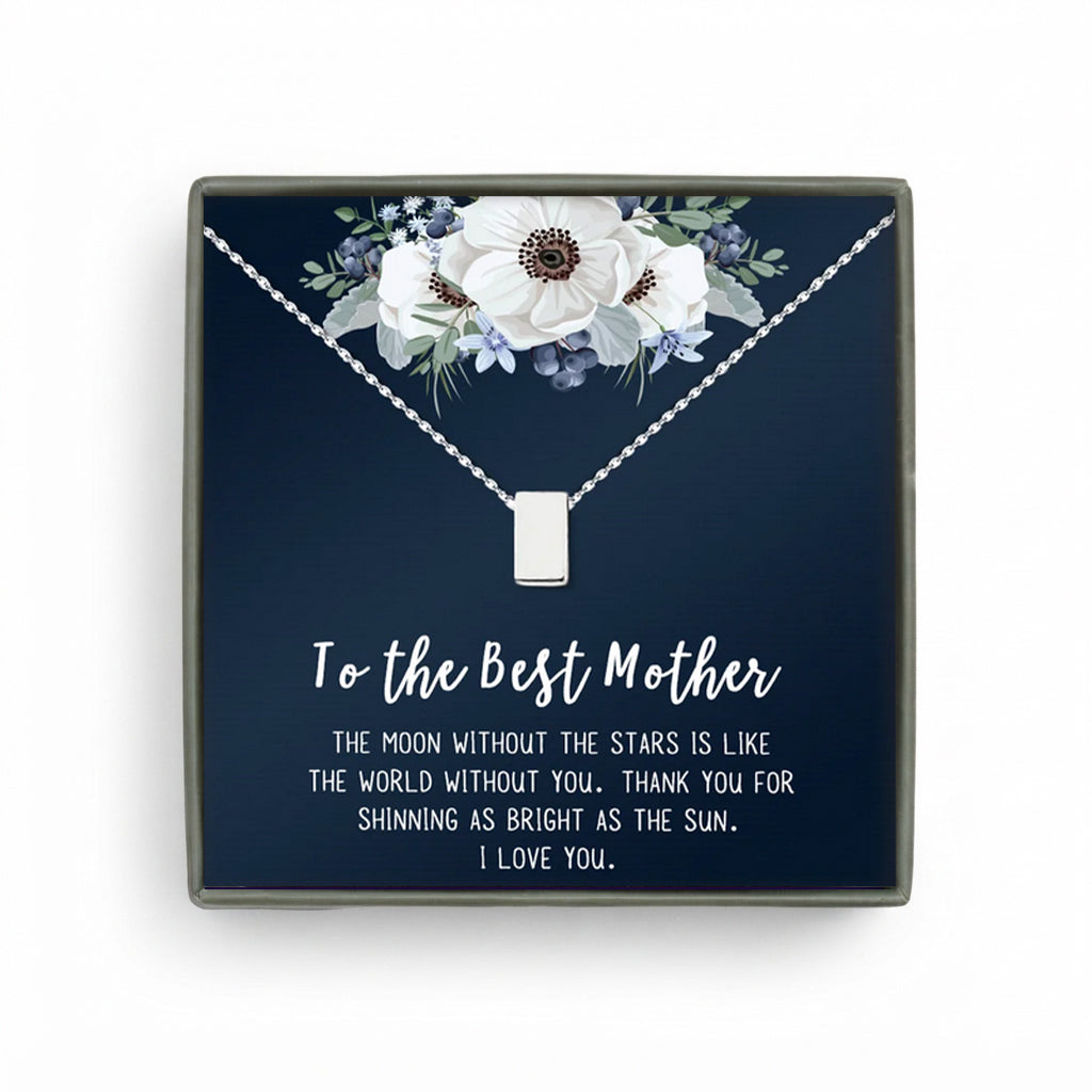 To the Best Mother Card and Cube Necklace