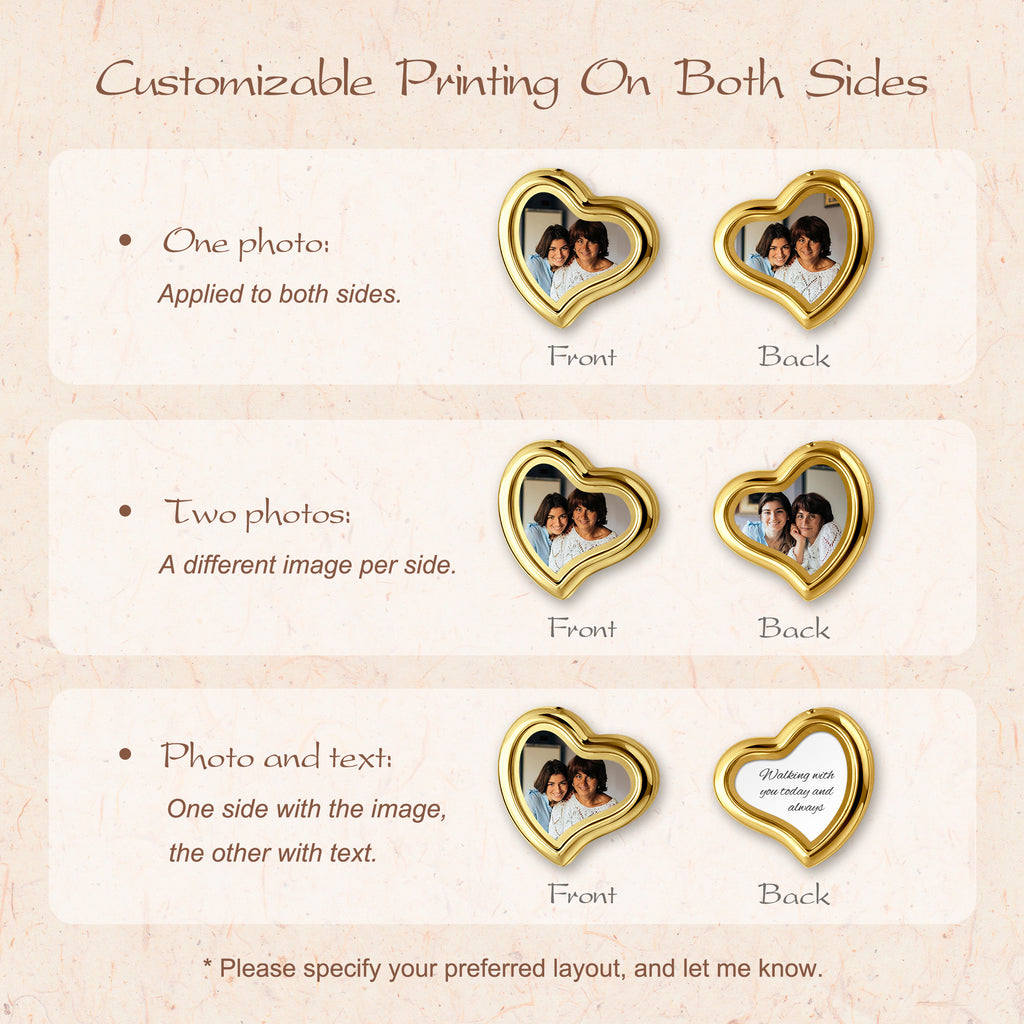 Glass Sideways Heart Wedding Photo Locket Brooch Pin