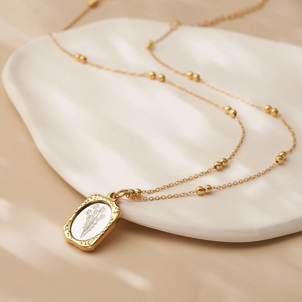 "To my Beautiful Mother" Vintage Mirror Birth Flower Necklace