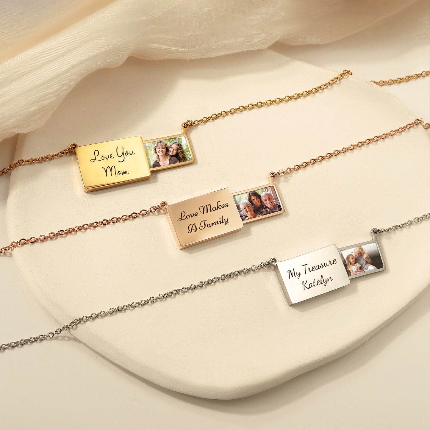 Personalized Hidden Drawer Picture Locket Necklace