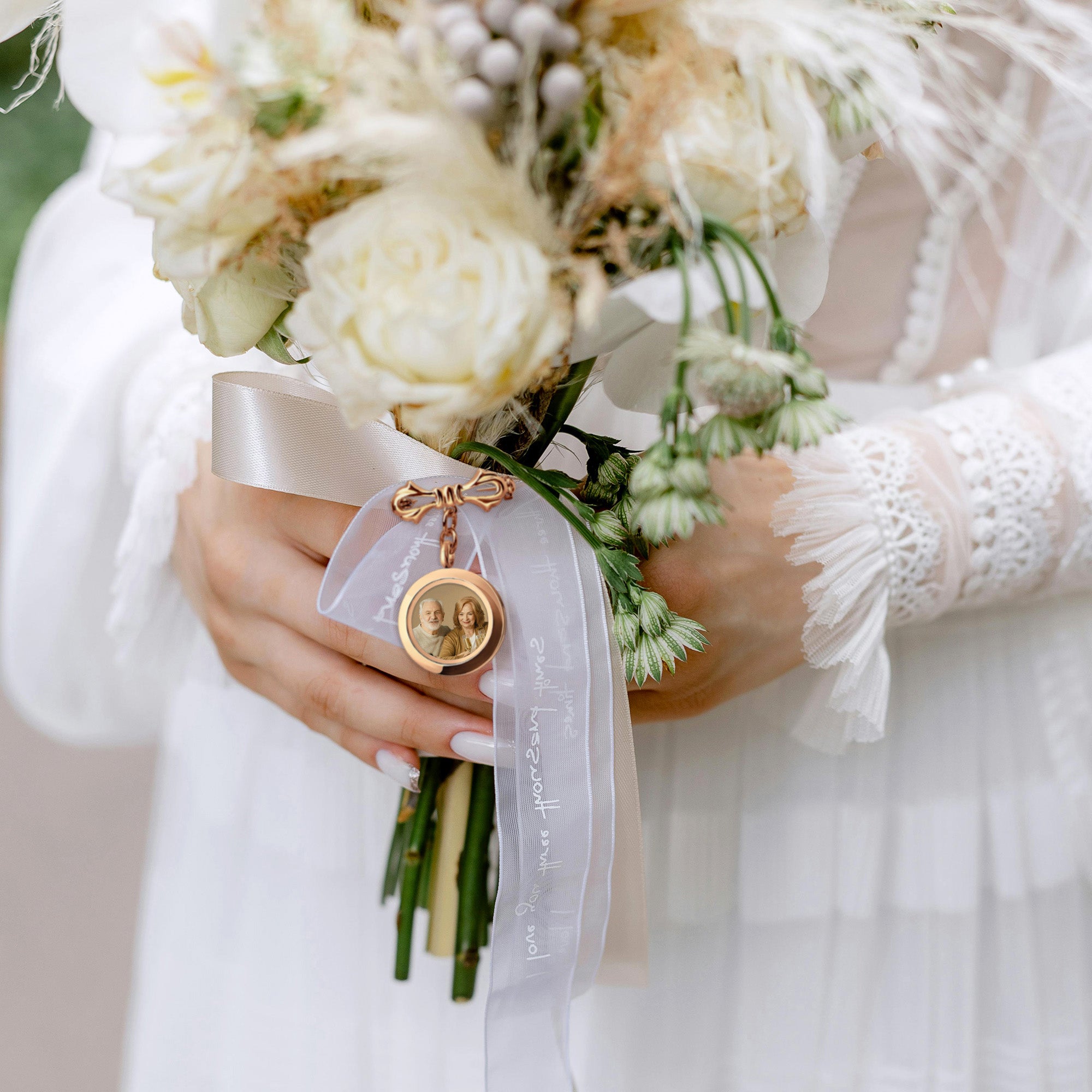 Glass Photo Locket Wedding Lapel Pin