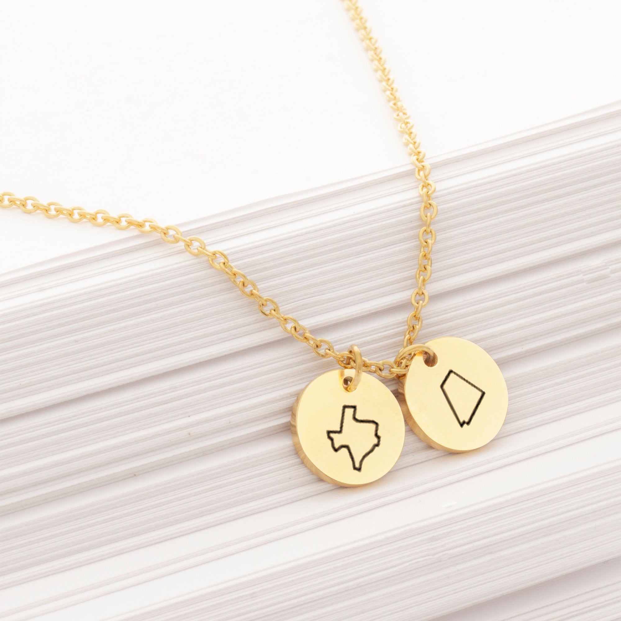 Long Distance State Mini Charm Necklace
