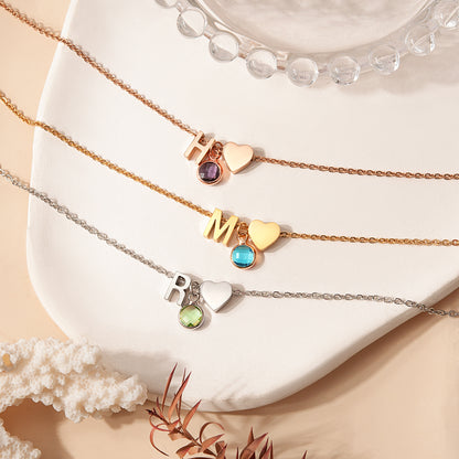 Custom Initial and Birthstone Charm Necklace