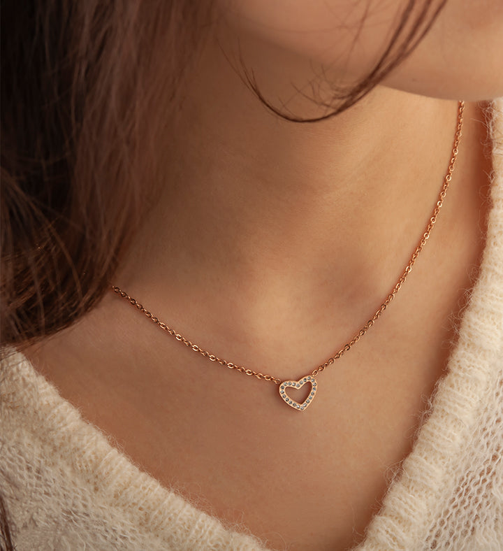 Custom Heart Necklace with Red Christmas Card Necklace