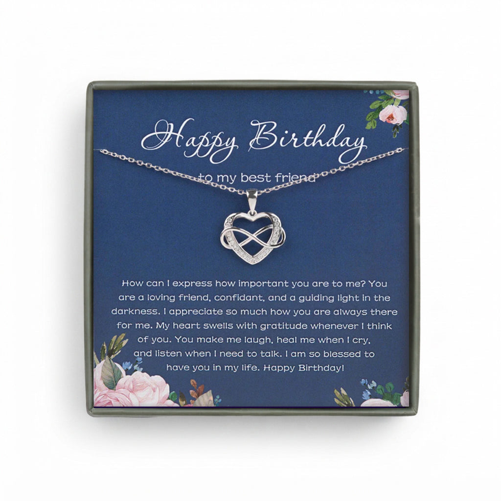 "Happy Birthday to my Best Friend" Card and Sterling Silver Infinity Necklace