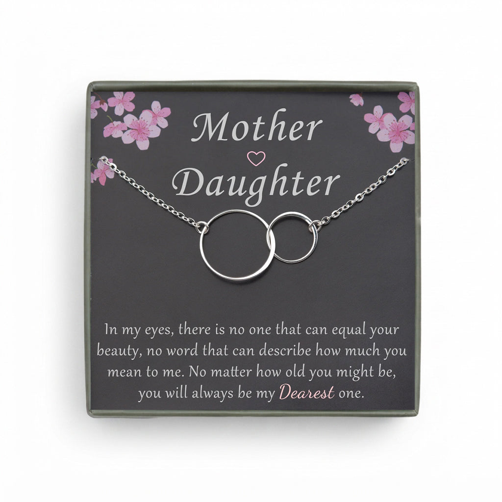 Mother and Daughter Card and Sterling Silver Infinity Ring Necklace Gift Set