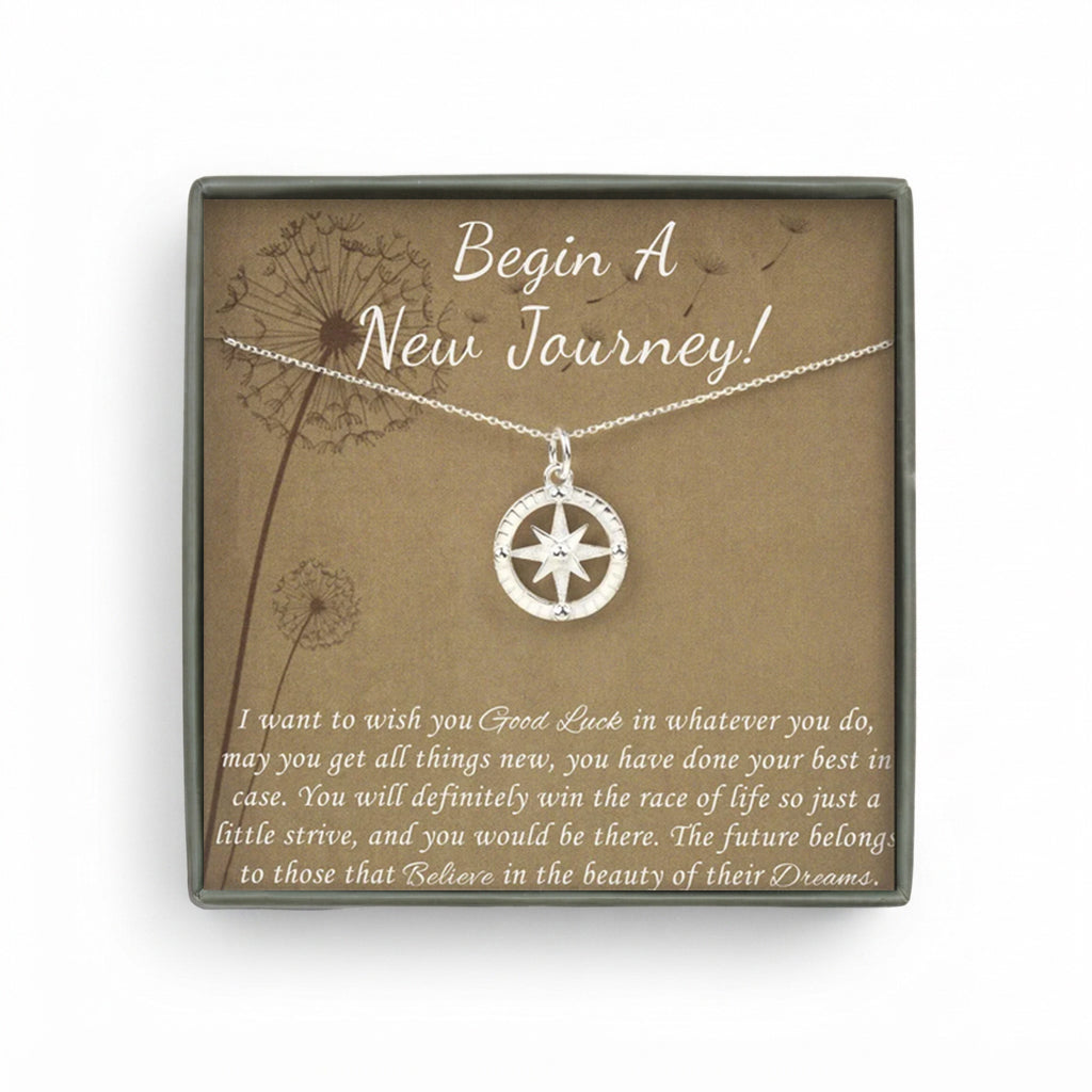 "Begin A New Journey" Card and Compass Necklace