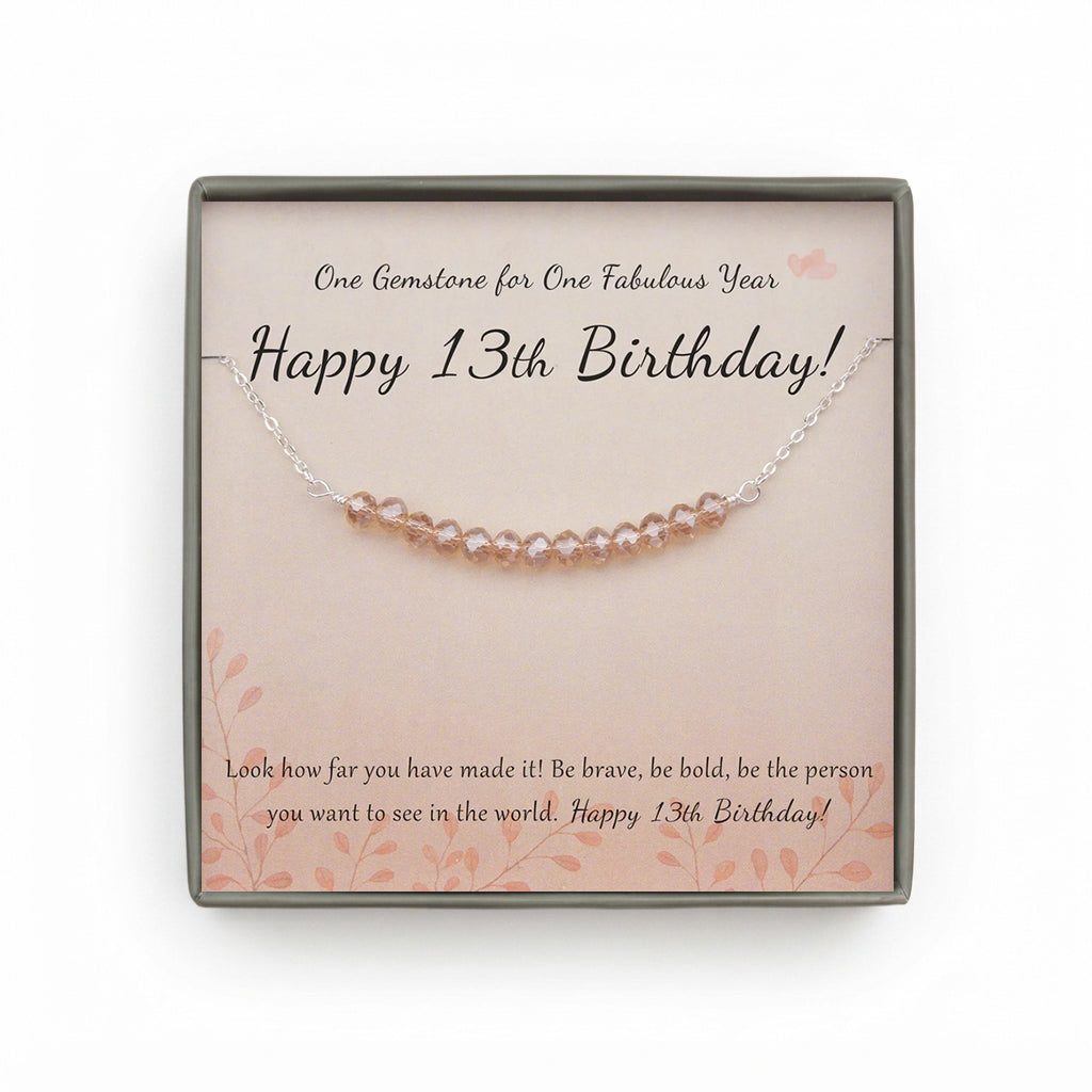 "Happy 13th Birthday" Card and Bead Necklace